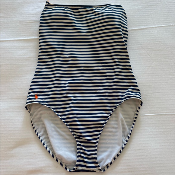 EUC Ralph Lauren Luxe Striped One Piece Swimsuit L Resort Beach Vacation - Picture 3 of 7